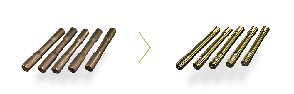 引張試験片の加工前と加工後